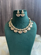 Load image into Gallery viewer, Golden Golden Plated Premium Tayani kundan Ethnic necklace set
