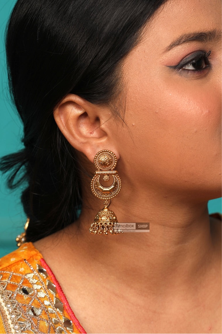 Golden Dainty Ethnic Jhumka Earrings