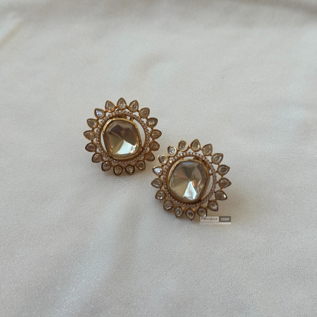 Moissanite Big Kundan Stud Premium Earrings