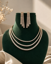 Load image into Gallery viewer, Diamond Solitaire Looking three Layer Tennis Necklace set
