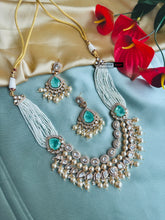 Load image into Gallery viewer, Mint Doublet Tayani 22k gold plated double layer necklace set
