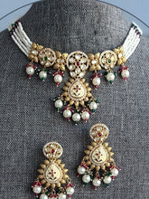 Load image into Gallery viewer, Tayani Meenakari 22k gold plated Simple Dainty Choker necklace set
