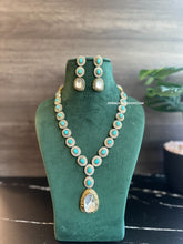 Load image into Gallery viewer, Turquoise  Uncut  Kundan Designer Necklace set
