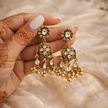 Load image into Gallery viewer, Kundan Tassel Ethnic Jhumka earrings
