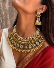 Load image into Gallery viewer, Heritage Rajwadi Elephant Statement Premium Grand Ruby Green Pearl Necklace set
