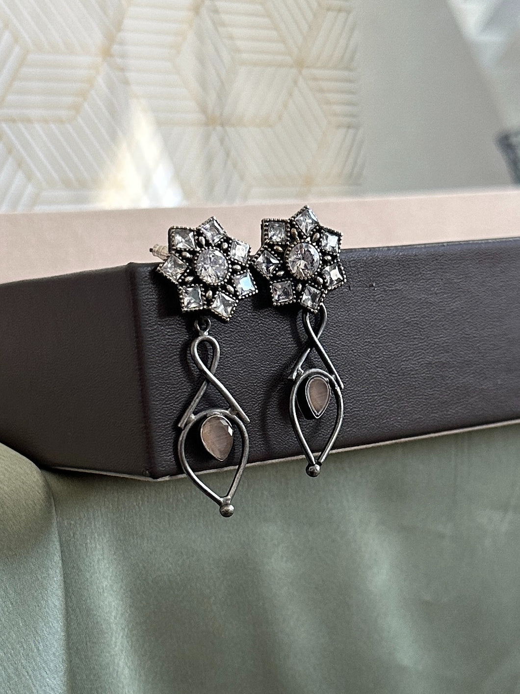 Small Stone German silver earrings
