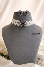 Load image into Gallery viewer, Dainty Choker Victorian Premium Polki American Diamond Choker necklace set
