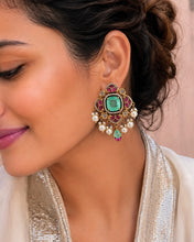 Load image into Gallery viewer, Premium Tayani Doublet Enamel work Earrings
