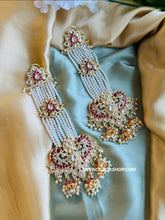 Load image into Gallery viewer, Kundan Moissanite Ruby Peacock Long Dangling Statement Earrings
