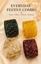Load image into Gallery viewer, Basic Everyday COMBO OFFER Full SET 3 Glass + 1 Kashmiri  Bangle Combo set
