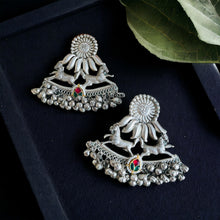 Load image into Gallery viewer, German silver pachi kundan Horse turkish Silver 92.5 silver coated Ghunghroo Earrings
