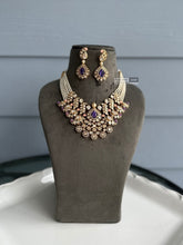 Load image into Gallery viewer, Isabella Purple Pink 22k gold plated tayani Necklace set
