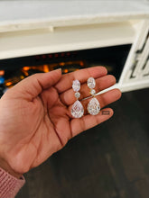 Load image into Gallery viewer, Premium Solitaire Three Stone Danglers American Diamond cz Earrings [ Free Shipping ]
