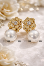 Load image into Gallery viewer, Kajol Evergreen Premium Pearl Solitaire Lookalike American Diamond Cz Earrings

