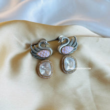 Load image into Gallery viewer, Inlay Peacock Designer Moissanite Uncut Kundan Amrapali carved Earrings
