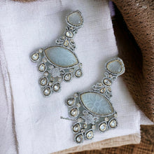 Load image into Gallery viewer, American Diamond Carved Designer Drop Cz Earrings
