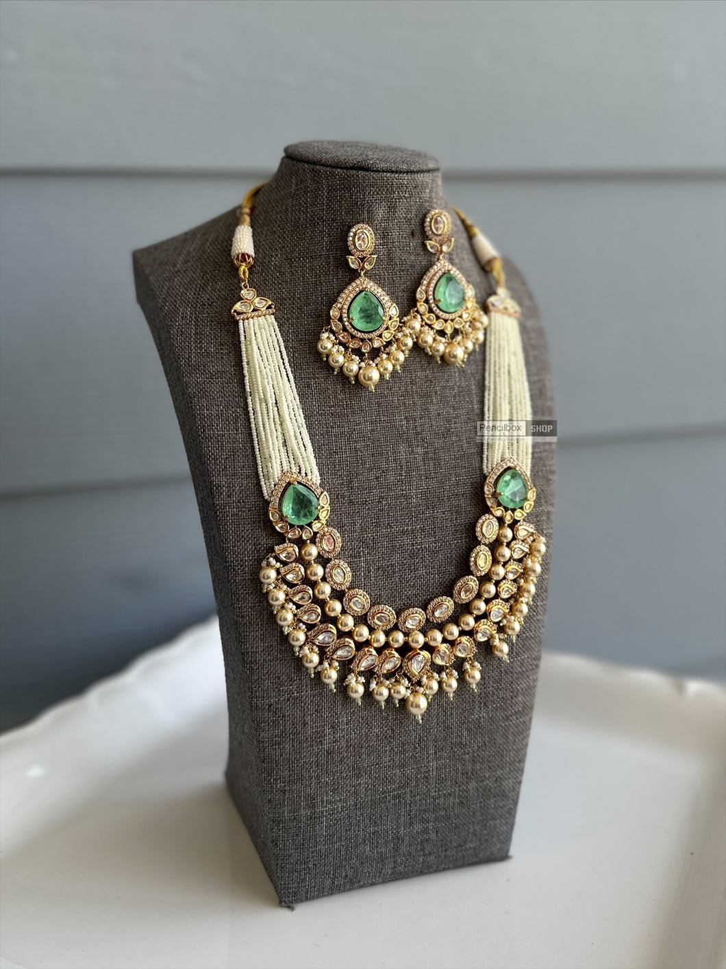 Mint Doublet Tayani 22k gold plated double layer necklace set