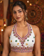 Load image into Gallery viewer, Halter Neck Mirror Embroidery Blouse (38-42)
