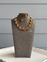 Load image into Gallery viewer, Soni 22k Gold plated Ruby Flower Designer Tayani Necklace set
