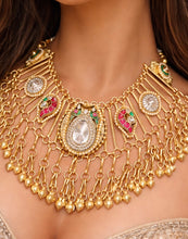 Load image into Gallery viewer, Afghani German silver Golden pachi Kundan Ghungroo Navratri Necklace
