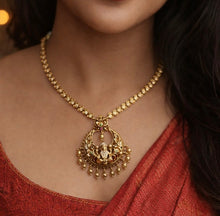 Load image into Gallery viewer, Lakshmi Ji Cz Dainty temple Necklace set
