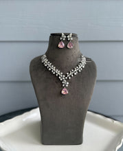 Load image into Gallery viewer, Trisha Certified Svarovski American Diamond Pink necklace set
