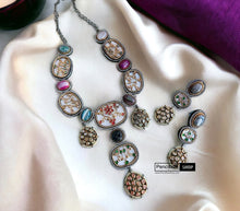 Load image into Gallery viewer, Designer inspired gem stone Premium Sabya inspired Heritage Necklace set

