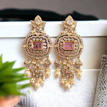 Load image into Gallery viewer, 22k gold plated Doublet Pearl drop Tayani dangling Earrings
