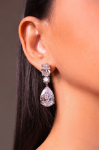 Load image into Gallery viewer, Premium Solitaire Three Stone Danglers American Diamond cz Earrings [ Free Shipping ]
