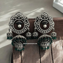Load image into Gallery viewer, American Diamond Victorian Jhumka Dangling Earrings
