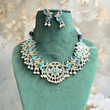 Load image into Gallery viewer, German silver Peacock Fusion Multicolor Necklace set
