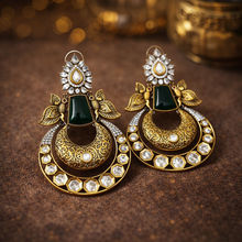 Load image into Gallery viewer, Tayani Kundan gold plated Antique Butterfly chandbali earrings
