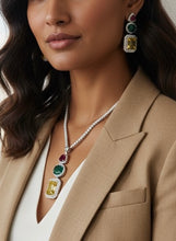 Load image into Gallery viewer, American diamond Solitaire Premium Long Necklace set
