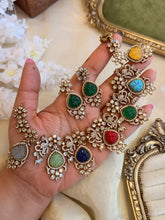 Load image into Gallery viewer, 🆕 navratna Stone Carved Ethnic Traditional Necklace set
