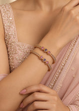 Load image into Gallery viewer, Gold looking Solitaire Diamond Bangle set
