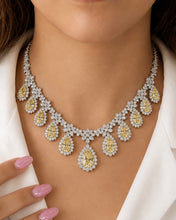 Load image into Gallery viewer, Yellow Drops Dangling Solitaire Premium Necklace set
