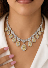 Load image into Gallery viewer, Yellow Drops Dangling Solitaire Premium Necklace set
