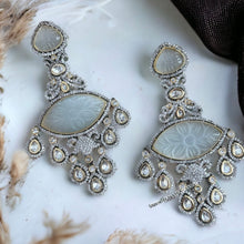 Load image into Gallery viewer, American Diamond Carved Designer Drop Cz Earrings
