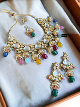 Load image into Gallery viewer, Kundan Meenakari Back Meenakari Jhumka Heavy Designer Necklace set
