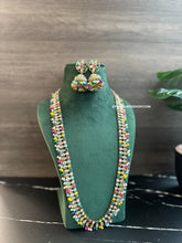 Load image into Gallery viewer, Long Multicolor Polki Sleek necklace set with maangtikka
