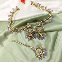 Load image into Gallery viewer, Colors-Golden Mirror Big Pearl jhumka Earrings with Maangtikka
