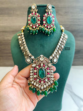 Load image into Gallery viewer, Ruby Green Premium Moissanite Enamel gold plated Necklace set

