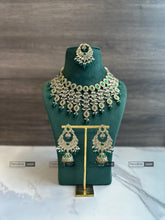 Load image into Gallery viewer, Colors-Polki Tassel dangling Grand Necklace set with maangtikka
