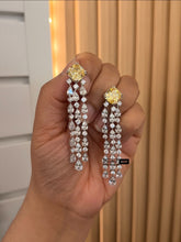 Load image into Gallery viewer, Celebrity Long Solitaire Flower Waterfall Dangler Earrings
