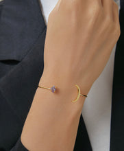 Load image into Gallery viewer, Golden purple moon dainty  Stainless steel adjustable Bracelet IDW
