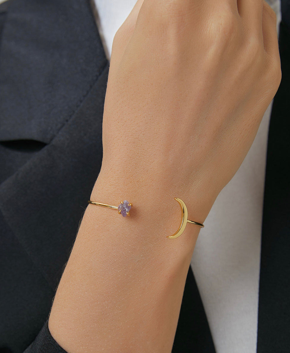 Golden purple moon dainty  Stainless steel adjustable Bracelet IDW