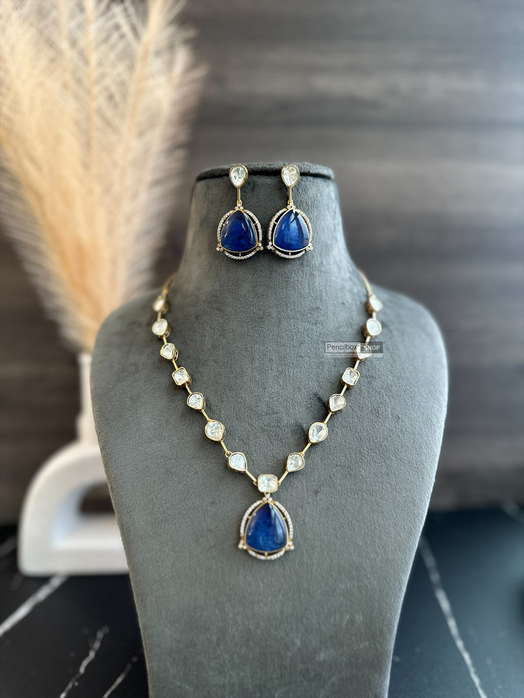 Gold plated moissanite Dainty Necklace set