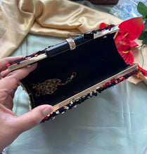 Load image into Gallery viewer, Red silver sequins embroidery Ethnic clutch for women with chain
