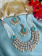 Load image into Gallery viewer, Mint Doublet Tayani 22k gold plated double layer necklace set

