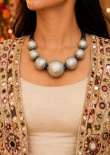 Load image into Gallery viewer, German silver Big Pendant Necklace Garba special
